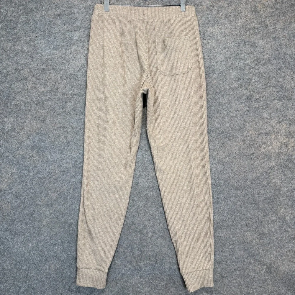 Alo Yoga Muse Ribbed Sweatpants‎ Joggers Womens Medium Gravel Heather Beige Knit